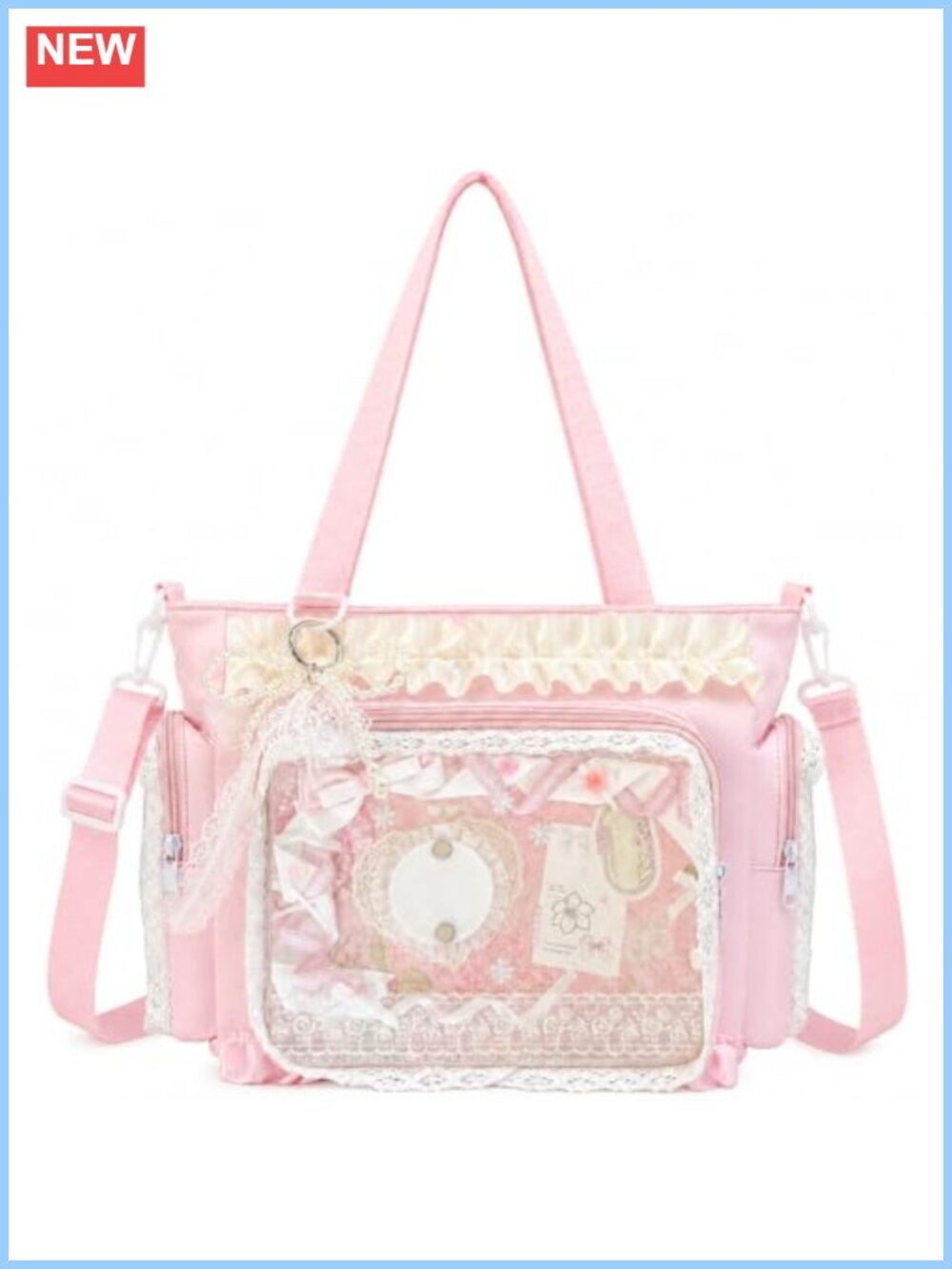 Ita Bag Clear Window Crossbody DIY Kit Lace Y2K Kawaii Pin Display
